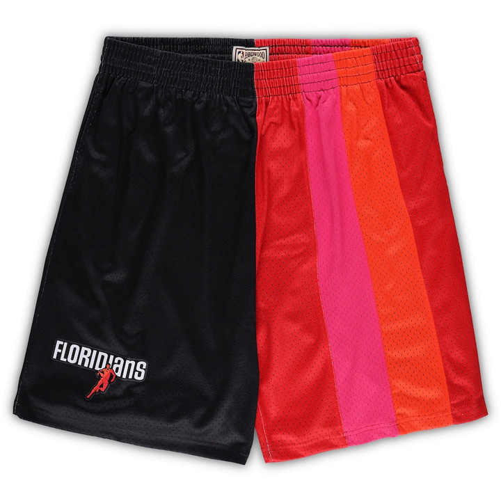 Miami Heat  Big & Tall Hardwood Classics Split Swingman Shorts - Black/Red
