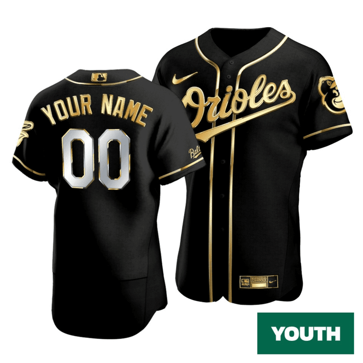 Youth's Baltimore Orioles Custom #00 Golden Edition Black Jersey , MLB Jersey