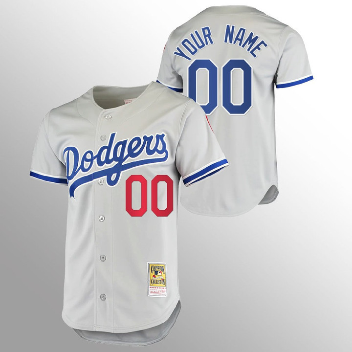 Men's Los Angeles Dodgers Custom #00 Gray 1981 Cooperstown Collection Jersey