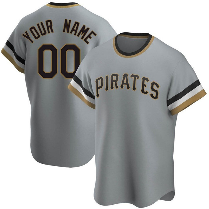 Men's CUSTOM PITTSBURGH PIRATES ROAD COOPERSTOWN COLLECTION JERSEY - GRAY REPLICA