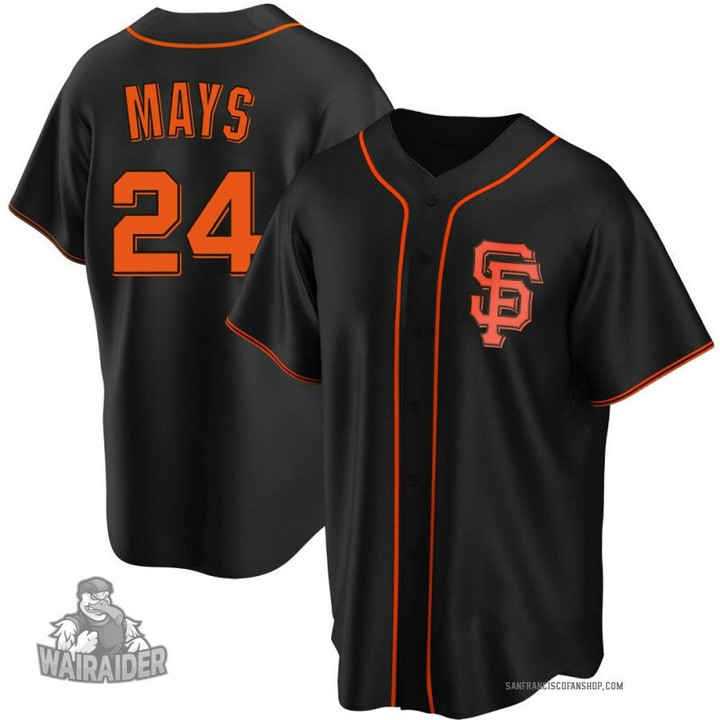 Men's  San Francisco Giants Willie Mays #24 Black Alternate Replica Custom Jersey, MLB Jersey