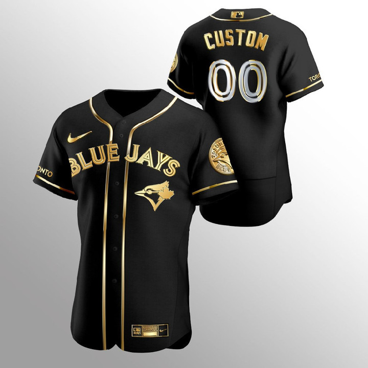 Men's Toronto Blue Jays Custom #00 Black 2020 Golden Edition Jersey