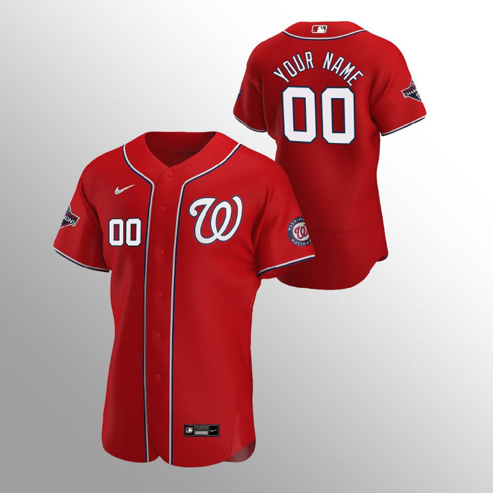 Men's Washington Nationals Custom Scarlet 2020 Alternate Patch Jersey
