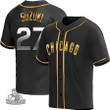 Men's  Chicago Cubs #27 Seiya Suzuki Black Gold Edition Baseball Jersey