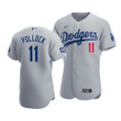 Men's  Los Angeles Dodgers A.J. Pollock #11 2020 World Series Champions Gray Replica Alternate Jersey , MLB Jersey