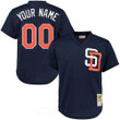 Men's San Diego Padres Navy Blue Mesh Batting Practice Throwback Majestic Cooperstown Collection Custom Baseball Jersey