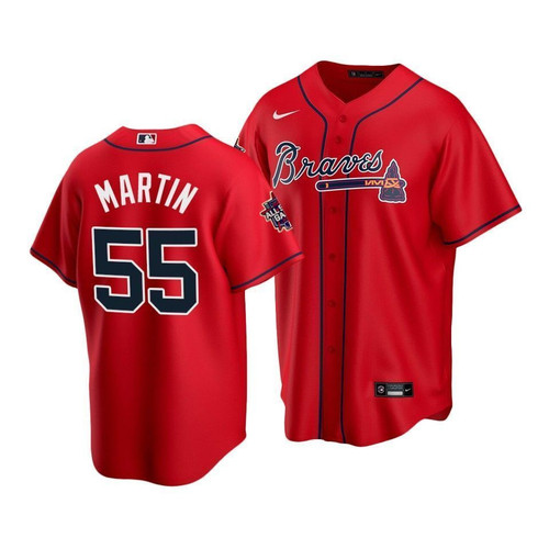 Men's Atlanta Braves Chris Martin #55 2021 MLB All-Star Game PatchRed Jersey