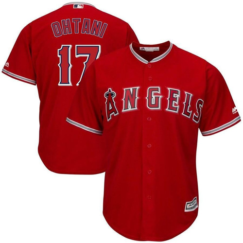 Men's Shohei Ohtani Los Angeles Angels Majestic Alternate Official Cool Base Replica Player Jersey - Scarlet , MLB Jersey