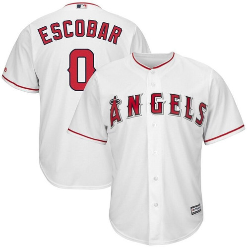 Men's Yunel Escobar Los Angeles Angels Majestic Home Official Cool Base Replica Player Jersey - White , MLB Jersey