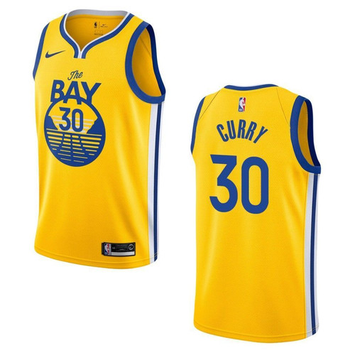 Men's  2019-20 Golden State Warriors #30 Stephen Curry Statet Swingman Jersey - Gold , Basketball Jersey