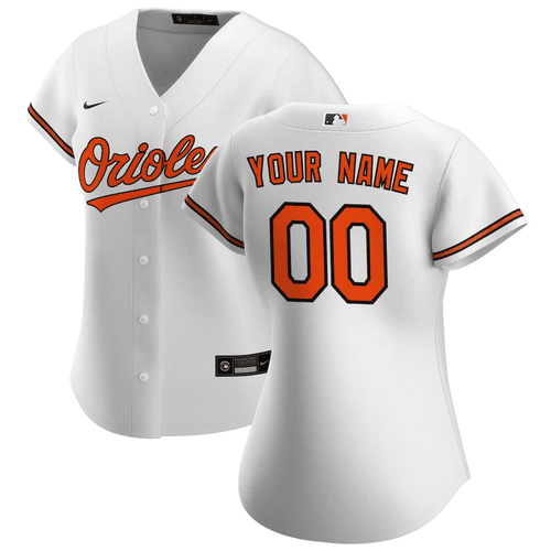 Women's Baltimore Orioles Custom White Orange Stitched Cool Base Home MLB Jersey