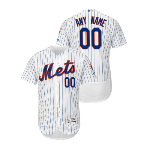 Men's White New York Mets Custom #00 Home Flex Base Jersey