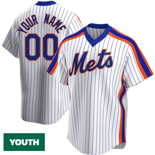 Youth's Custom New York Mets Home Cooperstown Collection Jersey - White Replica