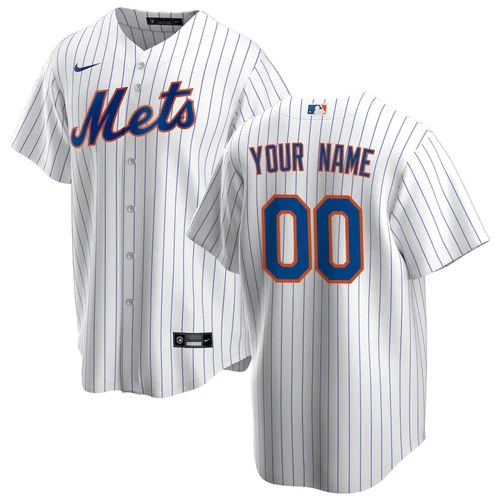 Youth's New York Mets Custom #00 White Replica Home Jersey