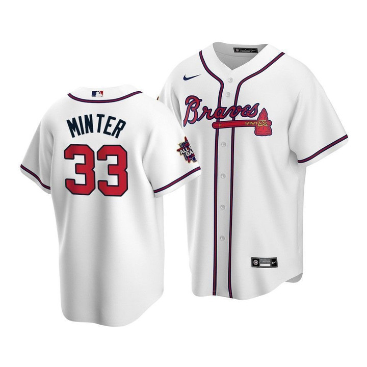 Men's Atlanta Braves A.J. Minter #33 2021 MLB All-Star Game PatchWhite Jersey