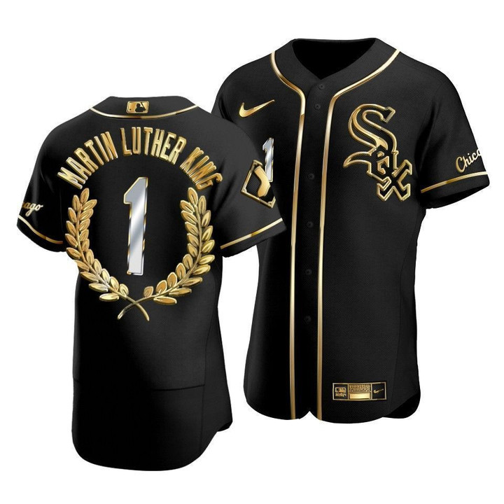Men's  Chicago White Sox Martin Luther King Black Special Golden Edition Jersey , MLB Jersey