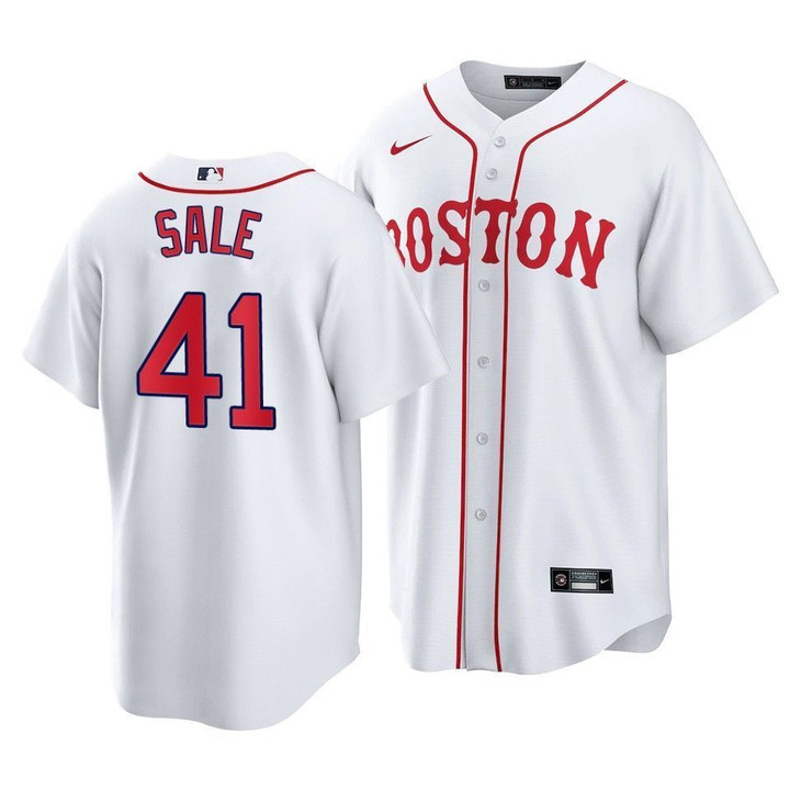 Men's  Boston Red Sox Chris Sale #41 2021 Patriots' Day Replica Jersey White , MLB Jersey
