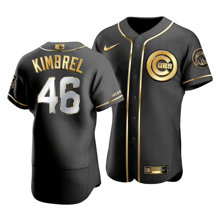 Men's  Chicago Cubs Craig Kimbrel #46 Golden Edition Black  Jersey , MLB Jersey