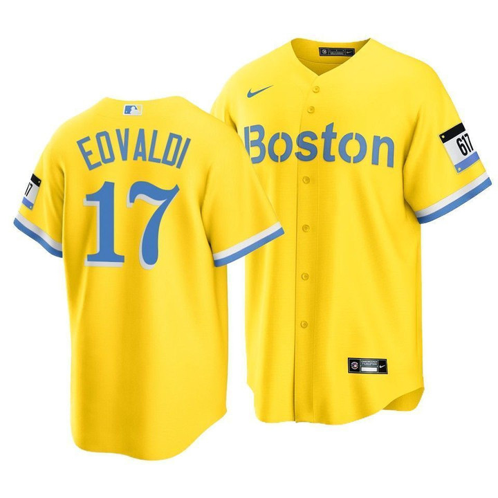 Men's Boston Red Sox Nathan Eovaldi #17 2021 City Connect Replica Jersey Gold , MLB Jersey
