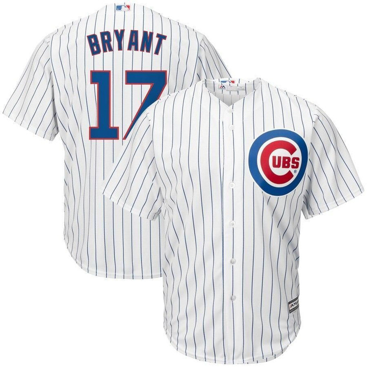 Men's Kris Bryant Chicago Cubs Majestic Big And Tall Official Cool Base Player Jersey - White Royal , MLB Jersey