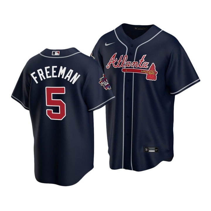 Men's Atlanta Braves Freddie Freeman #5 2021 MLB All-Star Game PatchNavy Jersey