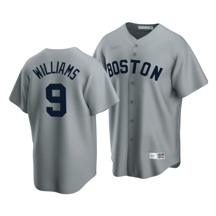 Men's  Boston Red Sox Ted Williams #9 Cooperstown Collection Gray Road Jersey , MLB Jersey