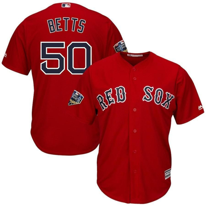 Men's Mookie Betts Boston Red Sox Majestic 2018 World Series Cool Base Player Jersey - Scarlet , MLB Jersey
