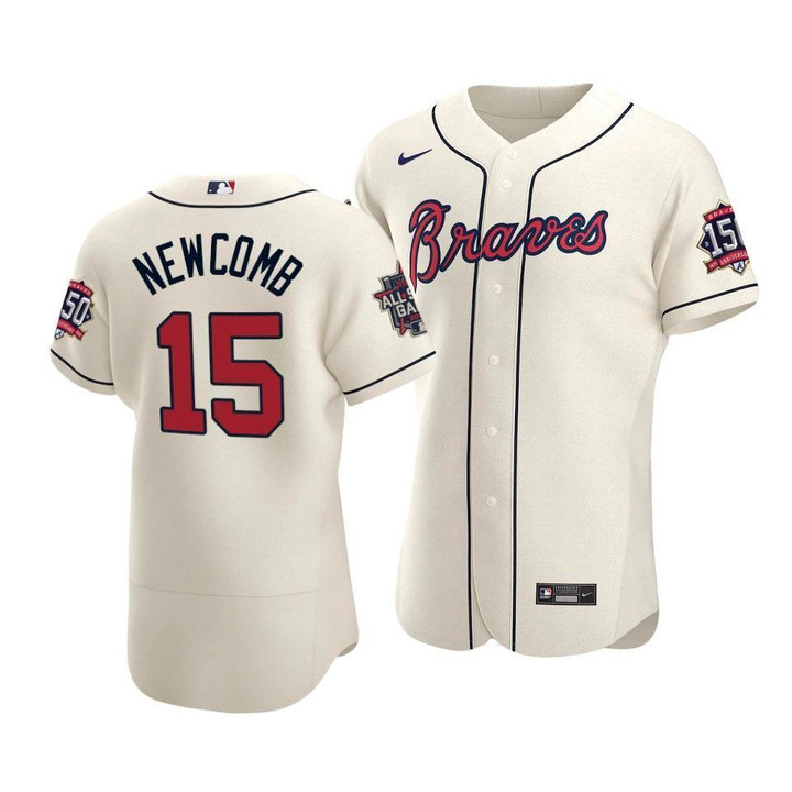 Men's Atlanta Braves Sean Newcomb #15 2021 MLB All-Star Game Patch AlternateCream Jersey