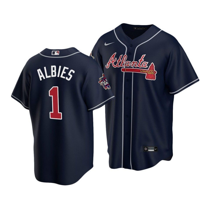 Men's Atlanta Braves Ozzie Albies #1 2021 MLB All-Star Game PatchNavy Jersey
