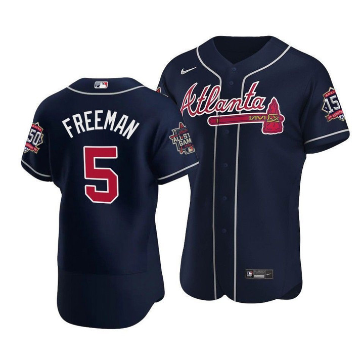 Men's Atlanta Braves Freddie Freeman #5 2021 MLB All-Star Game Patch TeamNavy Jersey