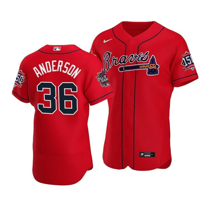 Men's Atlanta Braves Ian Anderson #36 2021 MLB All-Star Game Patch AlternateRed Jersey