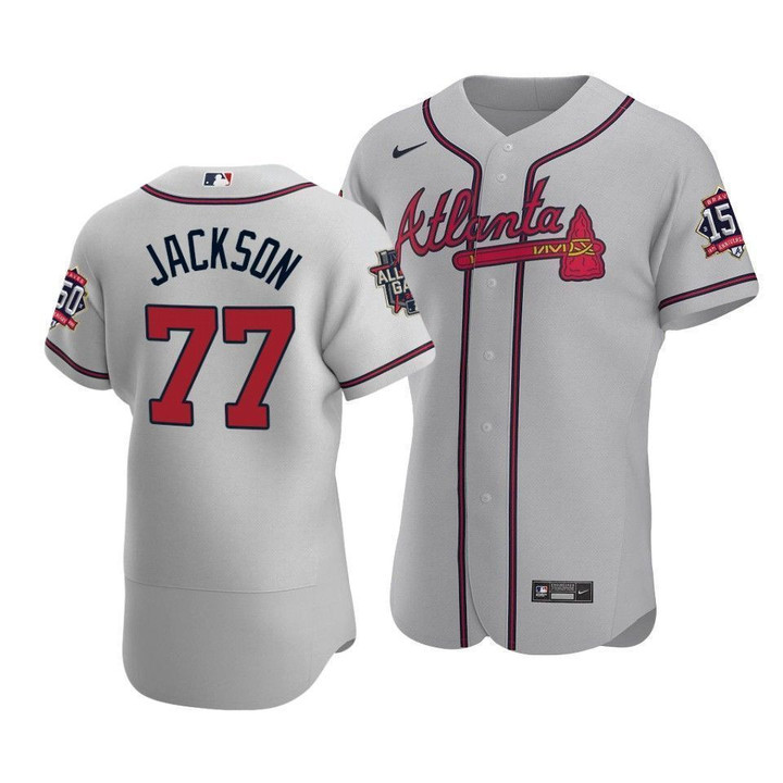 Men's Atlanta Braves Luke Jackson #77 2021 MLB All-Star Game Patch RoadGray Jersey
