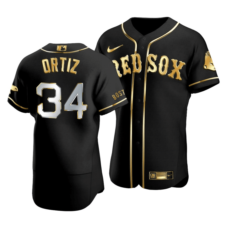 Men's  Boston Red Sox David Ortiz #34 Golden Edition Black  Jersey , MLB Jersey