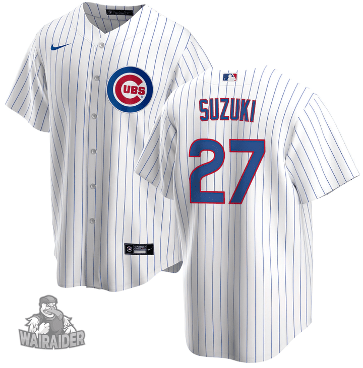 Men's  Chicago Cubs #27 Seiya Suzuki White Stitched Baseball Jersey