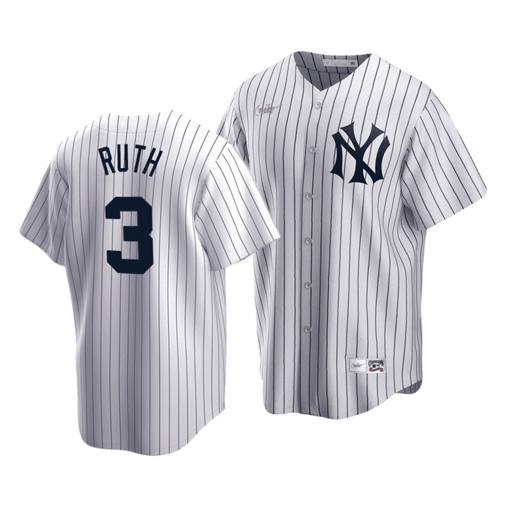 Men's  New York Yankees Babe Ruth #3 Cooperstown Collection White Home Jersey , MLB Jersey
