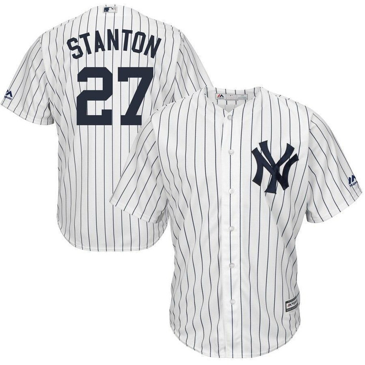 Men's Giancarlo Stanton New York Yankees Majestic Cool Base Replica Player Jersey - White , MLB Jersey