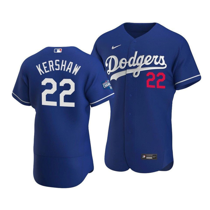 Men's  Los Angeles Dodgers Clayton Kershaw #22 2020 World Series Champions  Alternate Jersey Royal , MLB Jersey