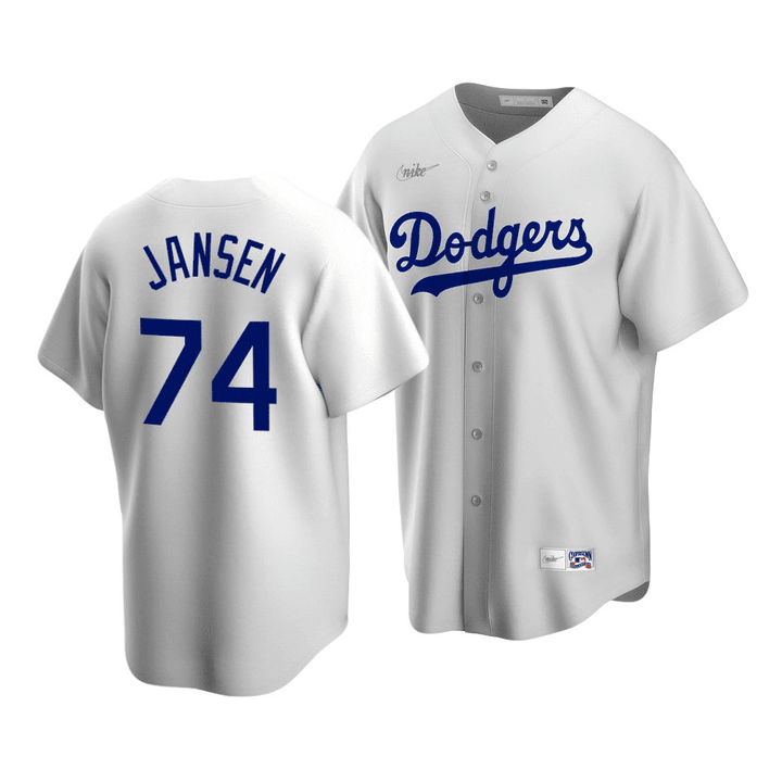 Men's  Los Angeles Dodgers Kenley Jansen #74 Cooperstown Collection White Home Jersey , MLB Jersey