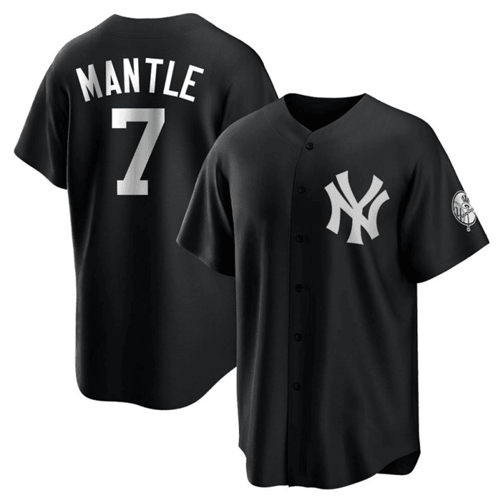 Men's  New York Yankees Mickey Mantle #7 Black Jersey