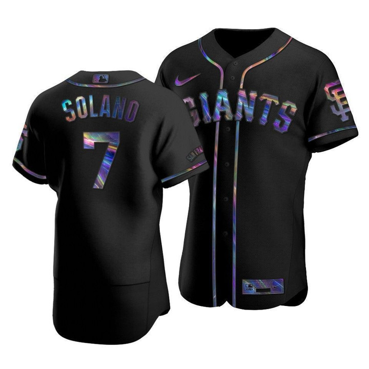 Men's  San Francisco Giants Donovan Solano #7 Iridescent Logo Holographic Limited  Jersey Black , MLB Jersey