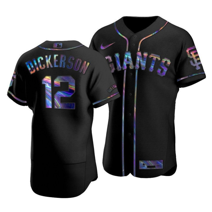 Men's  San Francisco Giants Alex Dickerson #12 Iridescent Logo Holographic Limited  Jersey Black , MLB Jersey
