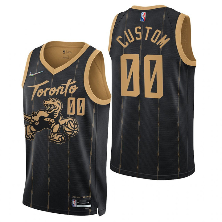 Men's Toronto Raptors Custom #00 2021-22 75th Anniversary City Edition Black Swingman Jersey