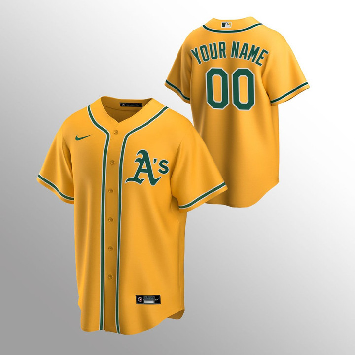 Men's Oakland Athletics Custom #00 Gold 2020 Replica Alternate Jersey
