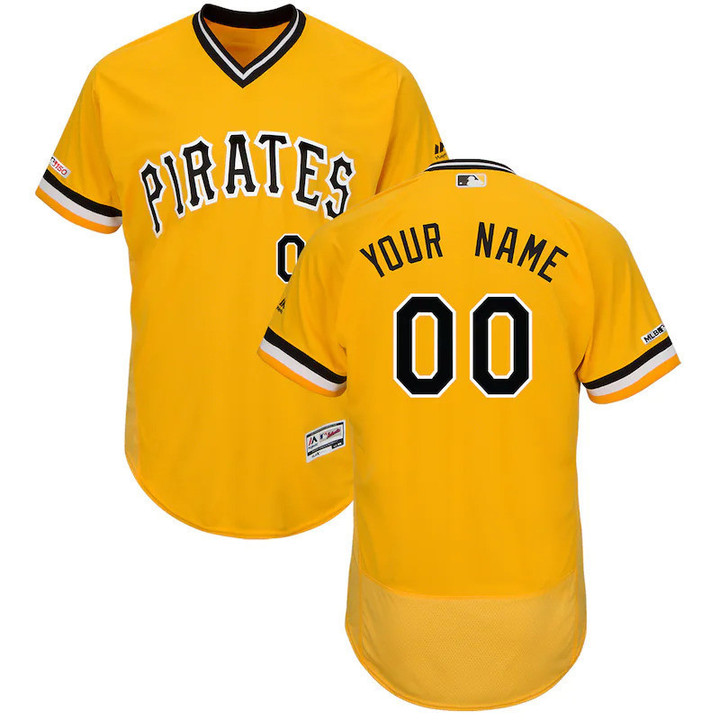 Men's Pittsburgh Pirates Alternate Flex Base Collection Custom Jersey - Gold