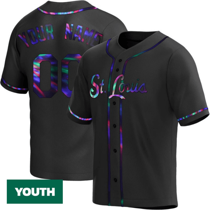 Youth's Replica Custom St. Louis Cardinals Black Holographic Alternate Jersey