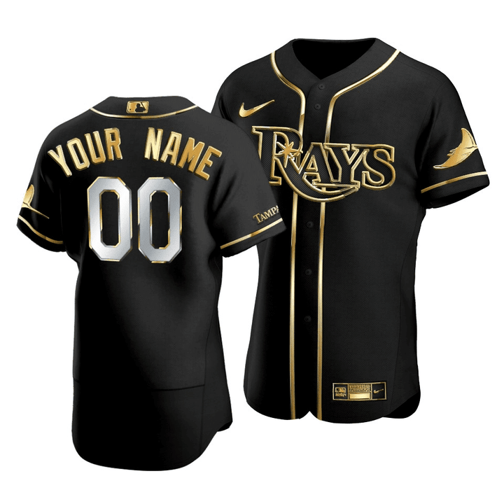 Men's Tampa Bay Rays Custom #00 Gold Edition Black Jersey