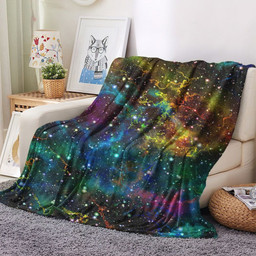 Abstract Painting Plush Fleece Blanket, Abstract Drawing King Couch Fleece Blanket, Abstract Colorful Galaxy Space Fleece Blanket, Gifts for Galaxy