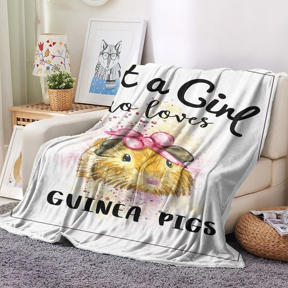 Abyssinian Guinea Pig King Couch Fleece Blanket, Just A Girl Who Loves Guinea Pigs Fleece Blanket, Gifts for Guinea Pig