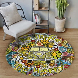 Hippie Flower Van Round Rug