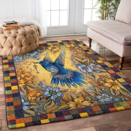 Yellow Blue Floral And A Bird Holding The Golden Key DN1101474R Rug